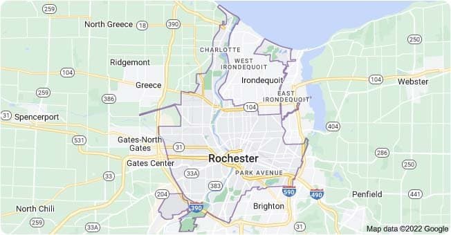 Map of the Greater Rochester service area