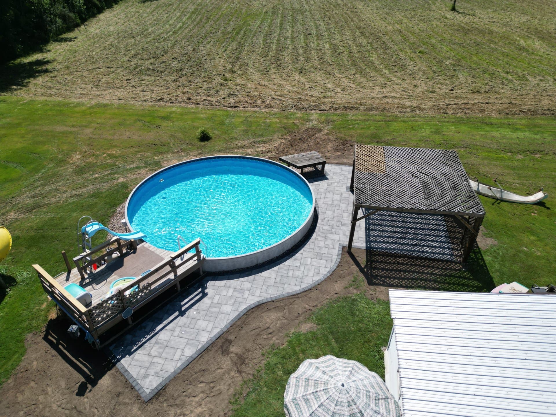 Above ground pool patio